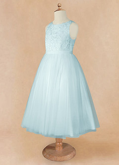 Azazie Calla Flower Girl Dresses Sea Glass Ball-Gown Lace Tulle Dress image9