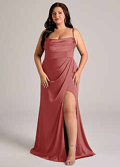 Azazie Johana Bridesmaid Dresses Antique Rose Mermaid Off the Shoulder Stretch Satin Convertible Dress image13