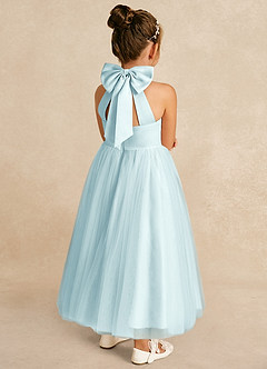 Azazie Bev Flower Girl Dresses Sea Glass A-Line Convertible Tulle Dress image6
