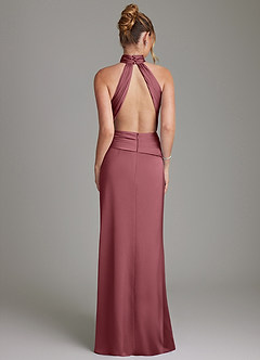 Azazie Gracelynn Bridesmaid Dresses Desert Rose Sheath Pleated Stretch Satin Dress image8