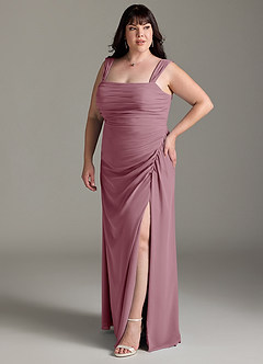 Azazie Jesaphine Bridesmaid Dresses Vintage Mauve Sheath Bow Chiffon Dress image11