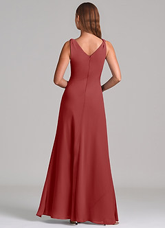Azazie Nerine Bridesmaid Dresses Rust A-Line Pleated Chiffon Dress image5