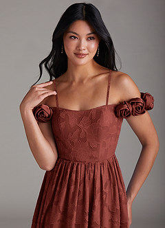 Azazie Autumn Vestidos de damas de honor Vestido de Terracota de Devorado Floral de Corte en A Convertible con Vestidos sin tirantes image2