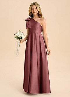 Azazie Penguin Junior Abito A-Line in Raso Elasticizzato Fiocco Ametista image5