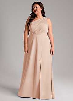 Azazie Phaedra Bridesmaid Dresses English Rose A-Line One Shoulder Chiffon Dress image16
