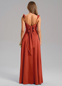 Azazie Everett Bridesmaid Dresses Rust A-Line Stretch Satin Dress image2