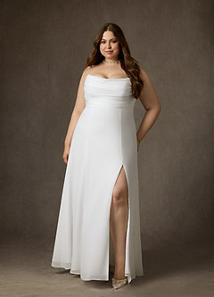 Azazie Camryn Wedding Dresses Diamond White A-Line Strapless Chiffon Dress image9