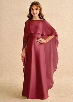 Azazie Fishie Girls Formal Robe Demoiselle D'honneur Fillette Robe Trapèze en Mat Satiné Grenade image1