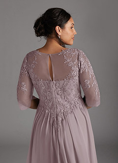 Azazie Mirielle vestidos de madre de la novia Vestido de Atardecer de Gasa de Corte En A con Encaje Scoop image11