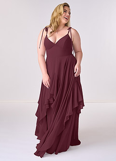 Barbie ♥ Azazie Bridesmaid Dresses Cabernet A-Line Bow Chiffon Dress image8