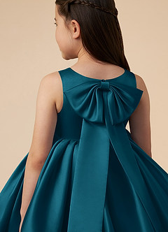 Azazie Bo Peep Final Sale Ink Blue A-Line Bow Matte Satin Dress image5