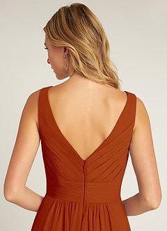 Azazie Pierrette Final Sale Paprika A-Line Pleated Chiffon Dress image6