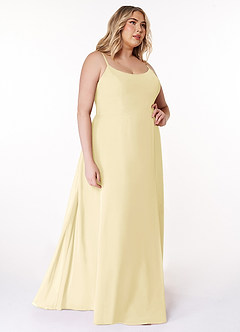 Azazie Moira Bridesmaid Dresses Lemon Sorbet A-Line Scoop Chiffon Dress image11