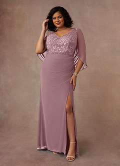 Azazie Laina Mother of the Bride Dresses Dusty Rose Mermaid Lace Chiffon Dress image7