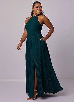 Barbie ♥ Azazie Bridesmaid Dresses Pine A-Line Pleated Chiffon Dress image10