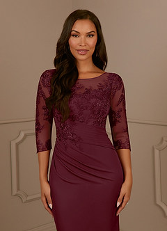 Azazie Fatemah Mother of the Bride Dresses Cabernet Mermaid Scoop Lace Lace Dress image5