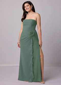 Barbie ♥ Azazie Bridesmaid Dresses Eucalyptus Sheath Strapless Chiffon Convertible Dress image10
