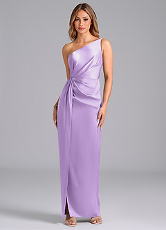 Azazie Naria Brautjungfernkleider Etui One-Shoulder Stretch-Satin Kleid Flieder image1