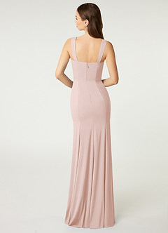 Azazie Alara Bridesmaid Dresses Blushing Pink Sheath Side Slit Stretch Chiffon Dress image2