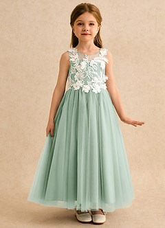 Azazie Mixie vestidos de niña de las flores Vestido de Agave de Encaje de Corte Princesa image5