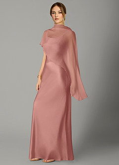 Azazie Jaleesa Robes de demoiselle d'honneur Robe Fourreau en Satin extensible Col haut Rosette image4