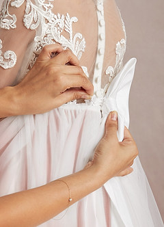 Azazie Elodie Blumenmädchenkleider Ballkleid Spitze Kleid Elfenbein Kastanienbraun image9