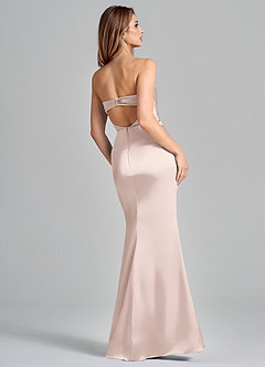 Azazie Olea 신부 들러리 드레스 인어 스트랩리스 스트레치 새틴 바닥 길이 드레스 image5