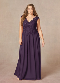 Azazie Amethyst Mother of the Bride Dresses Plum A-Line V-Neck Sequins Chiffon Dress image5
