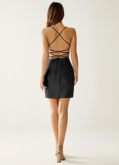 Anouk Negro Minivestido de sirena con corsé de satén elástico image6