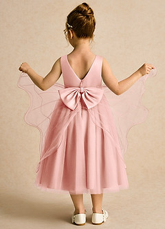 Azazie Pear Blumenmädchenkleider Ballkleid Schleifen Tüll Kleid Rosettenrosa image3