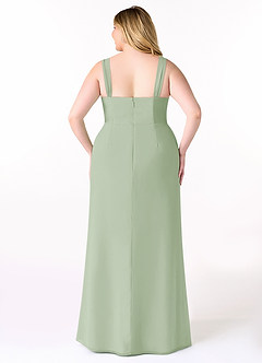 Azazie Denice Bridesmaid Dresses Dusty Sage Sheath Pleated Chiffon Dress image10
