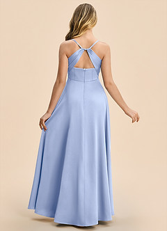 Azazie Gia Junior Robe Trapèze en Satin extensible Plissé Eis image2
