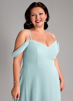 Azazie Marley Bridesmaid Dresses Mist A-Line Off the Shoulder Chiffon Convertible Dress image16
