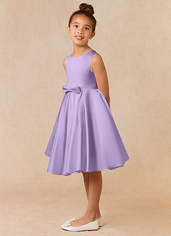 Azazie Coco Flower Girl Dresses Lilac A-Line Bow Matte Satin Dress image2