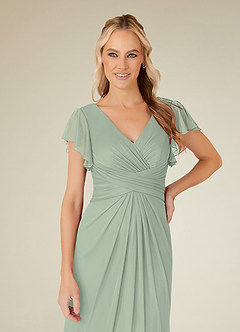 Azazie Vera Mother of the Bride Dresses Dusty Sage A-Line V-Neck Pleated Mesh Dress image5
