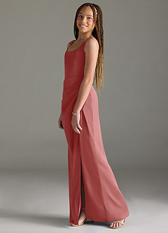 Azazie Mero Junior Antique Rose Mermaid Pleated Stretch Satin Dress image4