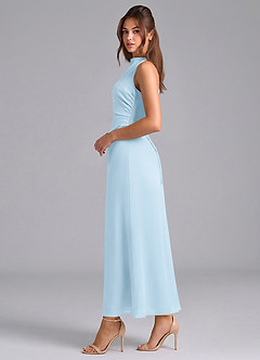 Azazie Evadne Bridesmaid Dresses Sky Blue Sheath Pleated Chiffon Dress image5