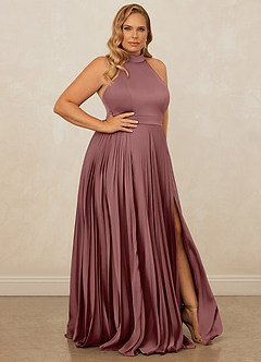 Christian Siriano Bridal for Azazie 1007 Bridesmaid Dresses Vintage Mauve A-Line Pleated Stretch Satin Dress image10