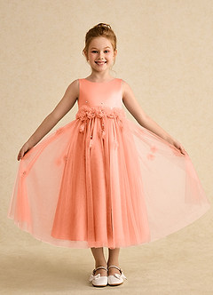 Azazie Lux Flower Girl Dresses Sunset A-Line Beaded Tulle Dress image4