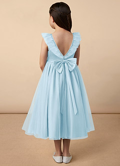Azazie Dolly Flower Girl Dresses Sky Blue A-Line Bow Tulle Dress image4