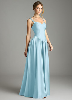 Azazie Evadina Suknie dla druhen Linia A Gorset Satyna elastyczna Do ziemi Sukienka image4