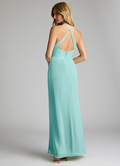 Azazie Becca Brautjungfernkleider Etui V-Hals Chiffon Kleid Aqua image6