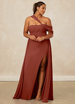 Christian Siriano Bridal for Azazie 1014 Bridesmaid Dresses Auburn A-Line Off the Shoulder Chiffon Dress image13