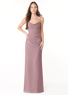 Azazie Mai Bridesmaid Dresses Dusty Rose Sheath Pleated Chiffon Dress image1
