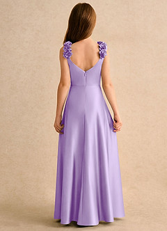 Azazie Rosita Girls Formal Robe Demoiselle D'honneur Fillette Robe Trapèze en Satin extensible Plissée Lilas image5
