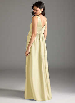 Azazie Yetta Maternity Bridesmaid Dresses A-Line Pleated Stretch Satin Floor-Length Dress image3