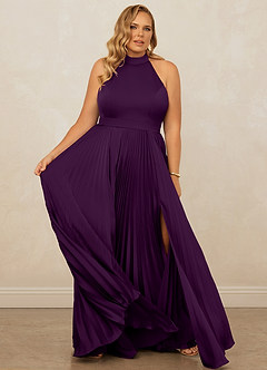 Christian Siriano Bridal for Azazie 1007 Bridesmaid Dresses Grape A-Line Pleated Stretch Satin Dress image12