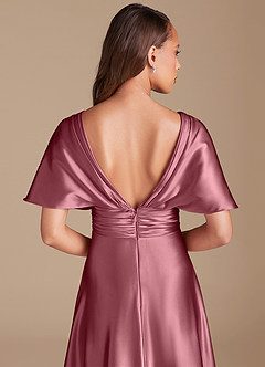 Azazie Pamela Bridesmaid Dresses Desert Rose A-Line Pleated Metallic Satin Dress image7