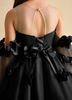 Azazie Karrie vestidos de niña de las flores Vestido de Negro de Tul de Corte En A con Con mangas image8