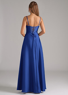 Azazie Valentine Bridesmaid Dresses Royal Blue A-Line Corset Stretch Satin Dress image5